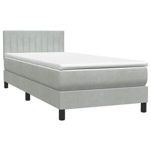 vidaXL Sommier &agrave; lattes de lit et matelas gris clair 90x220 cm velours