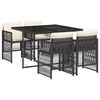 vidaXL Ensemble &agrave; manger de jardin coussins 5pcs Noir R&eacute;sine tress&eacute;e