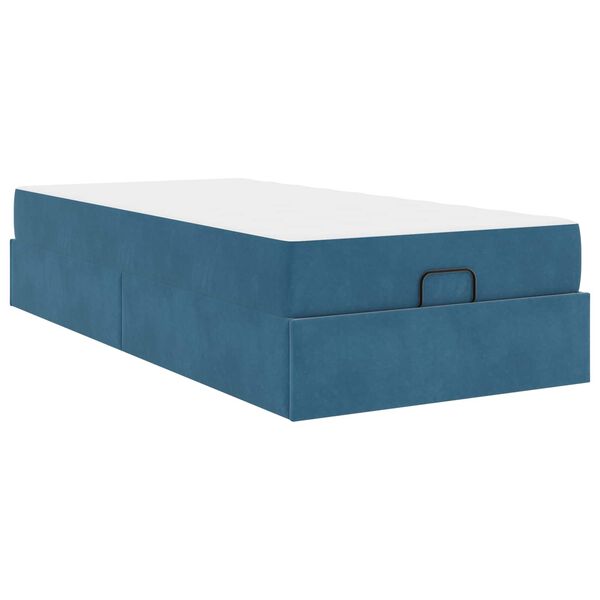 vidaXL Cadre de lit avec matelas avec matelas 2 pcs Bleu Velours