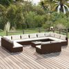vidaXL Salon de jardin 13 pcs avec coussins Marron R&eacute;sine tress&eacute;e