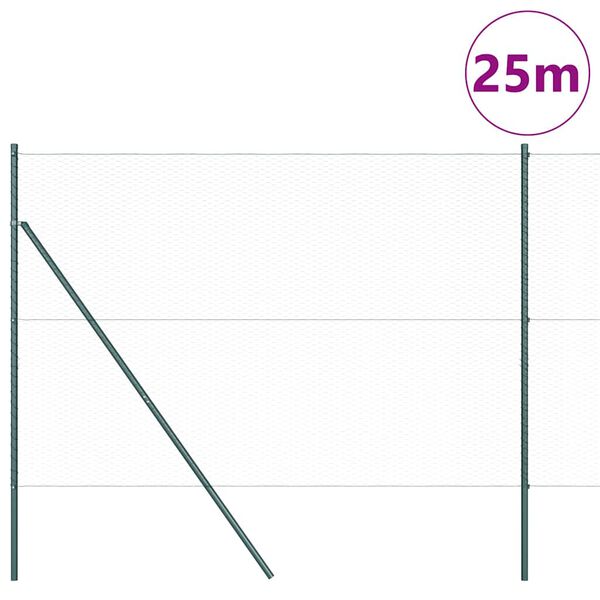 vidaXL Cl&ocirc;ture avec poteaux Vert 1.5 x 25 m Acier recouvert de PVC