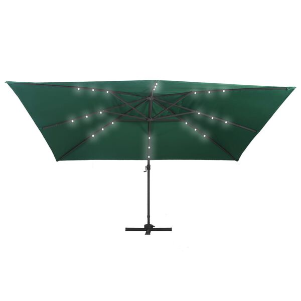 vidaXL Parasol de jardin en porte-&agrave;-faux lumi&egrave;res LED m&acirc;t en aluminium