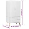 vidaXL Garde-robe MOLDE Blanc 90x55x175 cm Bois massif de pin