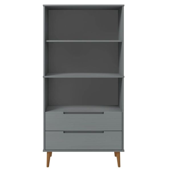 vidaXL Bibliothèque MOLDE Gris 85x35x170,5 cm Bois massif de pin