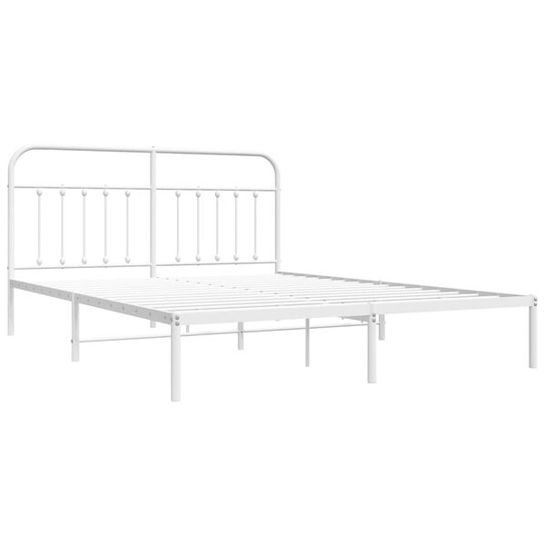 vidaXL Cadre de lit m&eacute;tal sans matelas et t&ecirc;te de lit blanc 160x200 cm