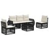 vidaXL Ensemble de canap&eacute; de jardin 6 pc Noir et blanc cr&egrave;me polyrotin