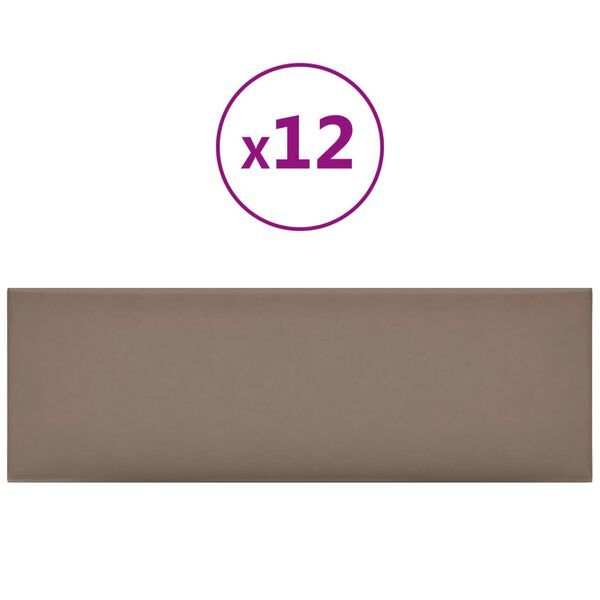 vidaXL Panneaux muraux 12 pcs Cappuccino 90x30 cm Similicuir 3,24 m&sup2;