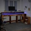vidaXL Bureau avec lumi&egrave;res LED vieux bois bois d'ing&eacute;nierie