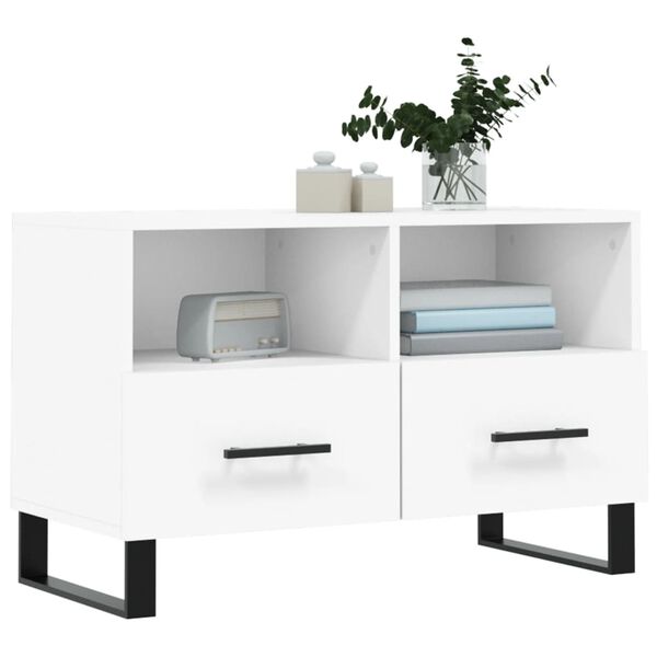 vidaXL Meuble TV Blanc 80x36x50 cm Bois d'ing&eacute;nierie