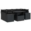 vidaXL Salon de jardin 7 pcs avec coussins noir r&eacute;sine tress&eacute;e