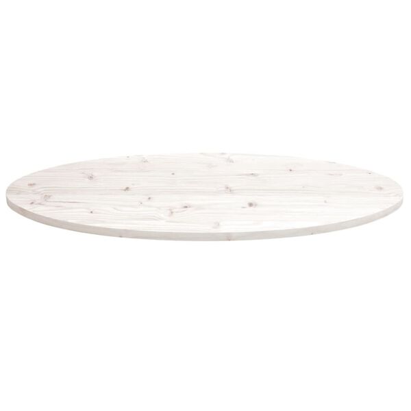 vidaXL Dessus de table blanc 90x45x2,5 cm bois de pin massif ovale