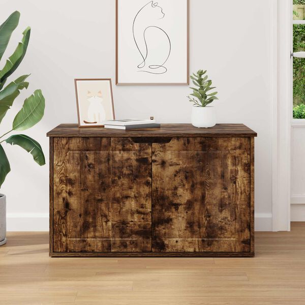 vidaXL Maison pour chat Ch&ecirc;ne fum&eacute; 85 x 55 x 53,5 cm Bois d'ing&eacute;nierie