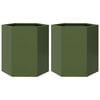 vidaXL Jardini&egrave;res 2 pcs vert olive hexagone 46x40x45 cm acier