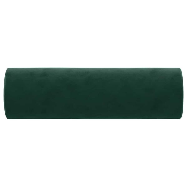 vidaXL Coussins d&eacute;coratifs lot de 2 Vert fonc&eacute; &Oslash;15x50 cm Velours