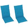 vidaXL Chaises de jardin lot de 2 et coussins bleu Bois de teck