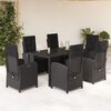 vidaXL Ensemble &agrave; manger de jardin coussins 7pcs Noir R&eacute;sine tress&eacute;e