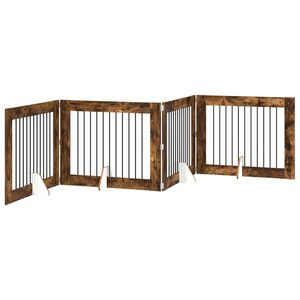 vidaXL Porte de chien pliable avec supports 4 pcs Ch&ecirc;ne fum&eacute; 401 cm