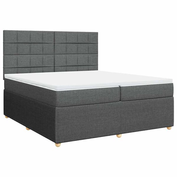 vidaXL Sommier &agrave; lattes de lit avec matelas Gris fonc&eacute; 200x200cm Tissu