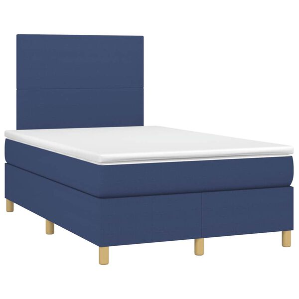 vidaXL Sommier &agrave; lattes de lit avec matelas bleu 120x190 cm tissu