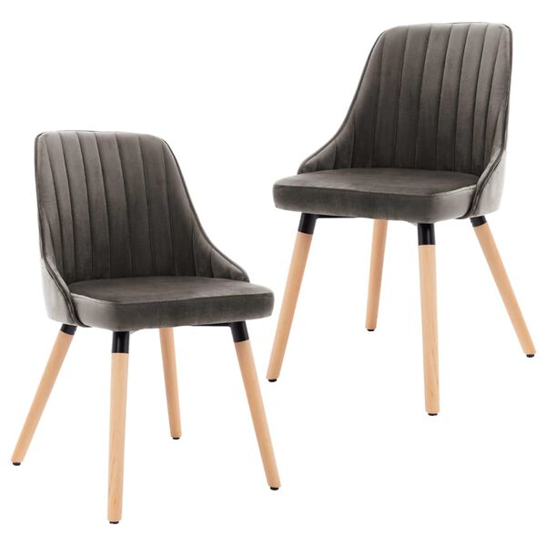 vidaXL Chaises &agrave; manger lot de 2 Gris fonc&eacute; Velours