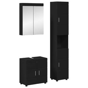 vidaXL Ensemble de mobilier de salle de bain TULUM 3 pc Noir