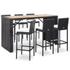 vidaXL Ensemble de bar de jardin 7 pcs et coussins R&eacute;sine tress&eacute;e Noir
