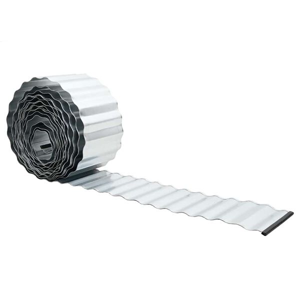 vidaxl Bord de pelouse Argent&eacute; 1000 x 15 x 0.03 cm Acier Galvanis&eacute;