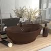 vidaXL Lavabo ovale &agrave; trop-plein Marron fonc&eacute; mat 58,5x39 cm C&eacute;ramique