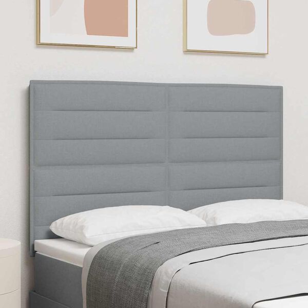vidaXL T&ecirc;te de lit LED avec t&ecirc;te de lit Gris clair 144 cm Polyester
