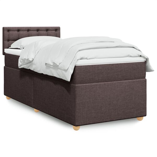 vidaXL Sommier &agrave; lattes de lit avec matelas Marron fonc&eacute; 90x190 cm