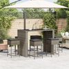 vidaXL Ensemble de bar de jardin 7 pcs avec coussins gris poly rotin