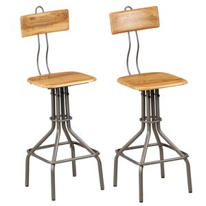vidaXL Chaises de bar lot de 2 teck massif de r&eacute;cup&eacute;ration