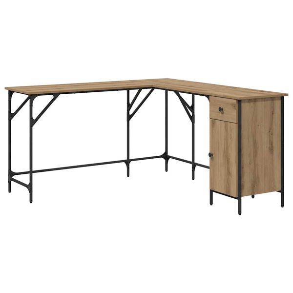 vidaXL Bureau Ch&ecirc;ne artisanal 141 x 141 x 75 cm Bois d'ing&eacute;nierie