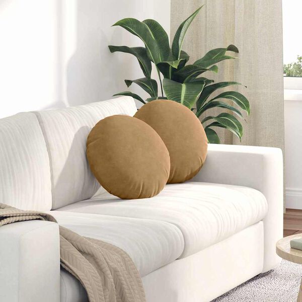 vidaXL Coussins de siège 2 pcs Marron Ø 40 x 13 cm Velours