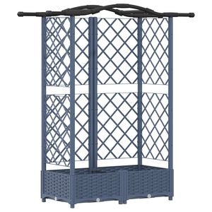 vidaXL Lit &Eacute;lev&eacute; avec Treillis et Toit Gris 124 x 40 x 126 cm PP