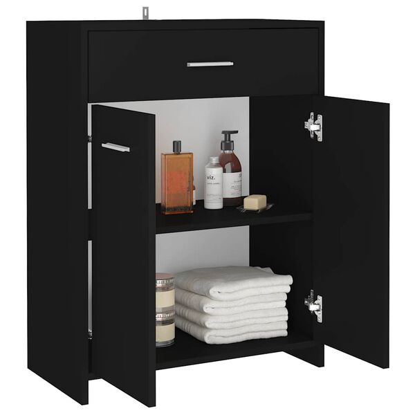 vidaXL Armoire de salle de bain noir 60x33x80 cm bois d&rsquo;ing&eacute;nierie