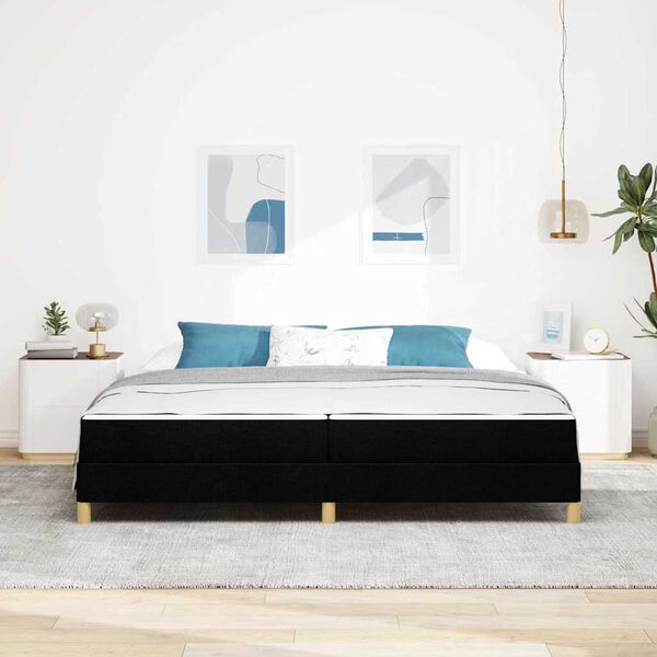 vidaXL Lit &agrave; ressorts avec matelas Noir 200 x 200 cm tissu