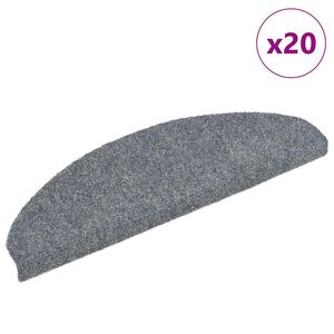 vidaXL Tapis d'escalier autocollants 20 pi&egrave;ces 65 x 21 x 4 cm Gris clair Demi-rond Grand