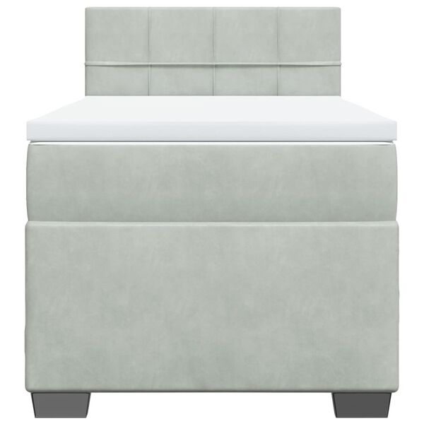 vidaXL Sommier &agrave; lattes de lit et matelas Gris clair 80x200 cm Velours