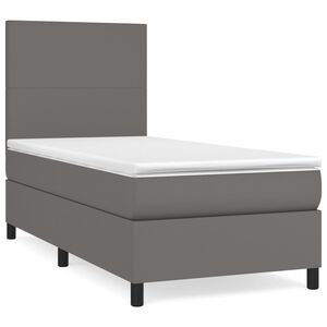 vidaXL Sommier &agrave; lattes de lit avec matelas Gris 100x200 cm Similicuir