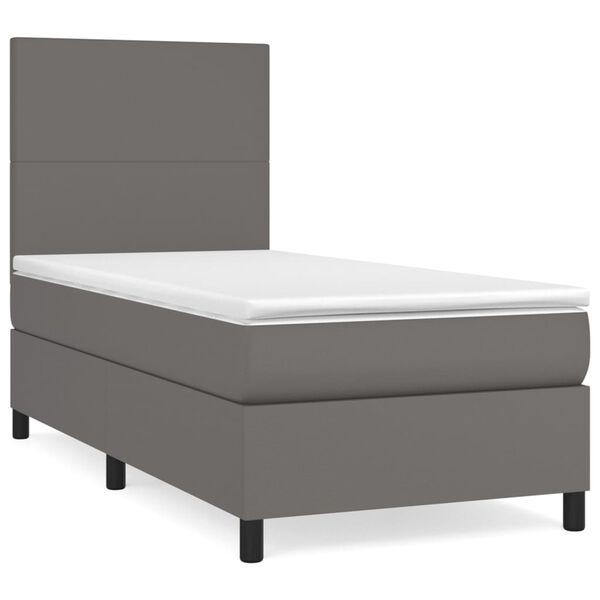 vidaXL Sommier &agrave; lattes de lit avec matelas Gris 100x200 cm Similicuir