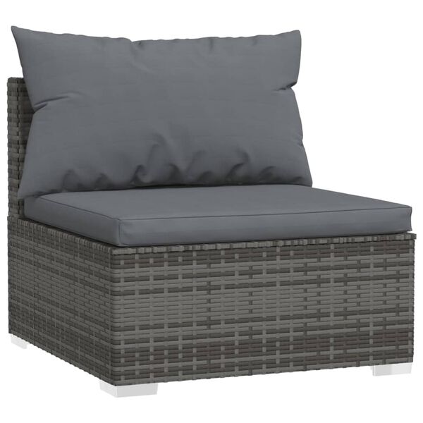 vidaXL Salon de jardin 12 pcs avec coussins Gris R&eacute;sine tress&eacute;e