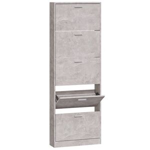 vidaXL Armoire &agrave; chaussures Gris b&eacute;ton 59x17x169 cm Bois d'ing&eacute;nierie