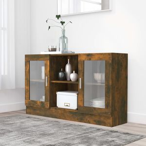 vidaXL Armoire &agrave; vitrine Ch&ecirc;ne fum&eacute; 120x30,5x70 cm Bois d'ing&eacute;nierie