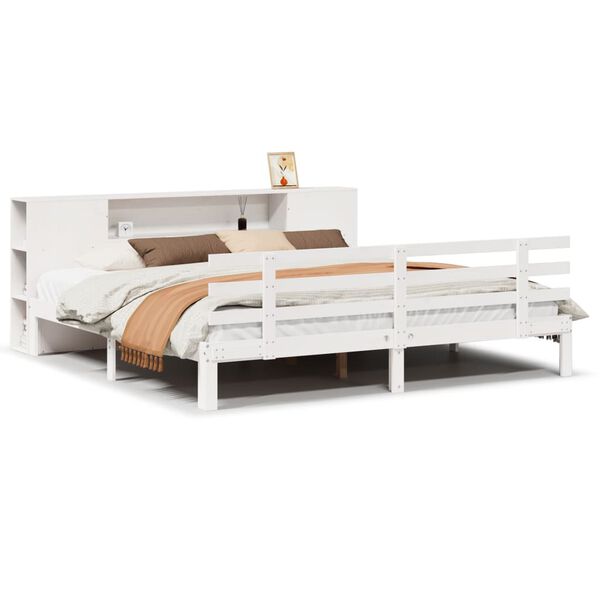 vidaXL Lit biblioth&egrave;que sans matelas blanc 180x200 cm bois pin massif