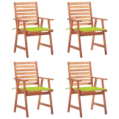 vidaXL Chaises à manger d'extérieur lot de 4 et coussins Acacia massif