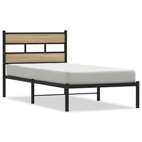 vidaXL Cadre de lit en métal sans matelas chêne sonoma 90x200 cm