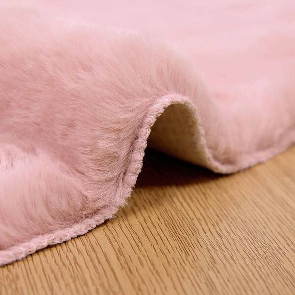 vidaXL Tapis en Fourrure Synth&eacute;tique de Lapin Olite Rose &Oslash; 160 cm