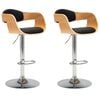 vidaXL Chaises de bar lot de 2 noir bois courb&eacute; et similicuir