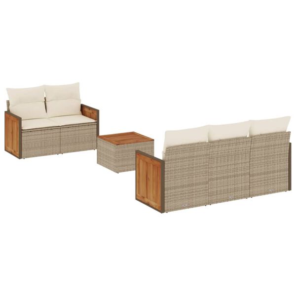 vidaXL Salon de jardin avec coussins 6 pcs beige r&eacute;sine tress&eacute;e